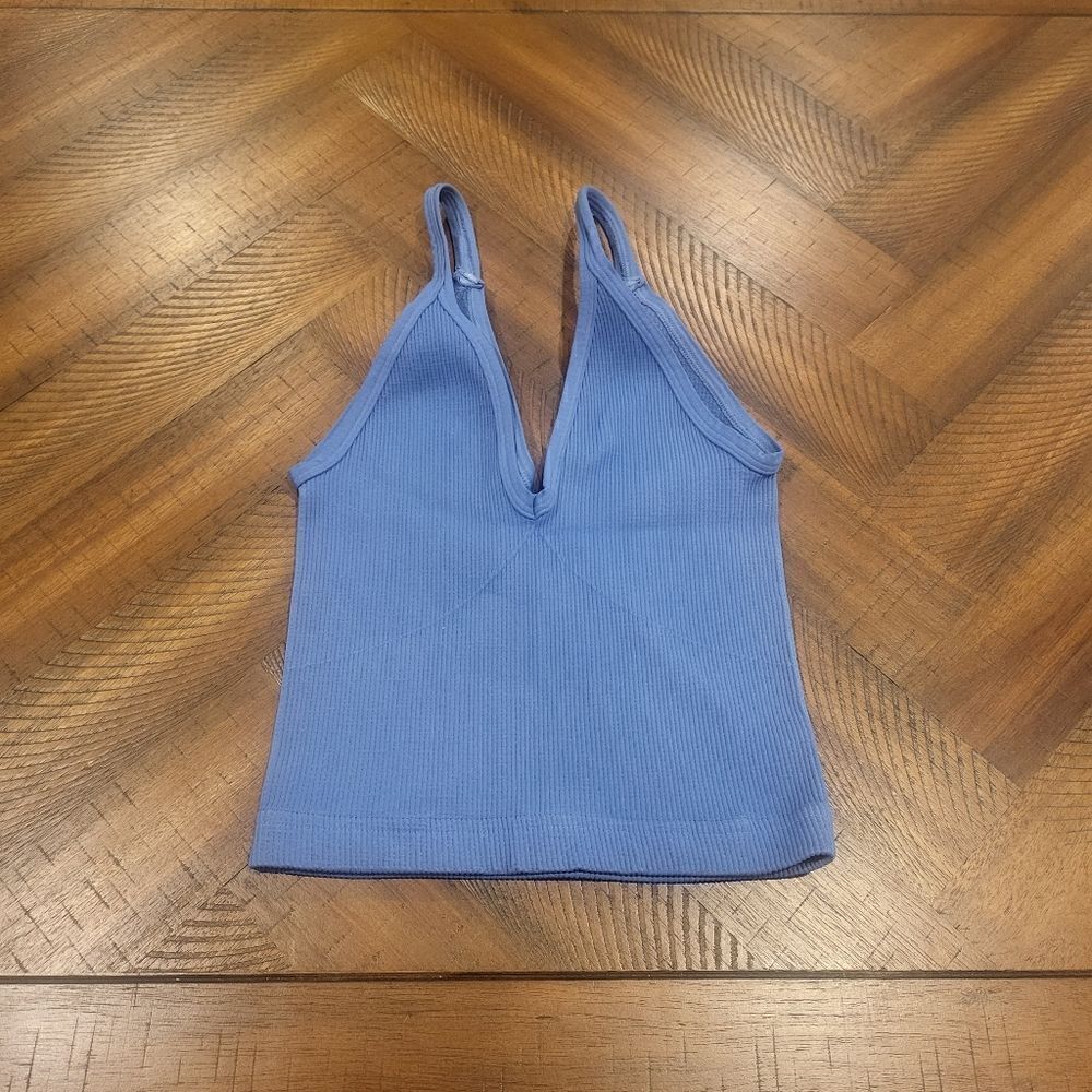 Free People Happiness Runs V-Neck Tank Blue XS/S - Picture 3 of 4